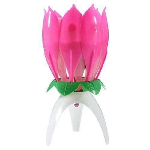 Music Birthday Candle Mix Color Lotus Rotating Play Music Birthday Song 30PCS